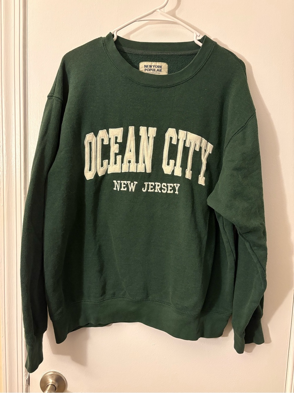 New York Popular Forest Green 'Ocean City' Crewneck Sweatshirt